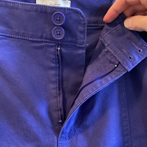 LOFT Purple Cotton High Rise Waist Pants with Front & Back Pockets - Picture 4 of 16